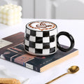Creative Ceramic Coffee Mug Black White Couple Mug Home Chessboard Latte Latte Coffee Cup Simple Afternoon Tea Supplies New Gift
